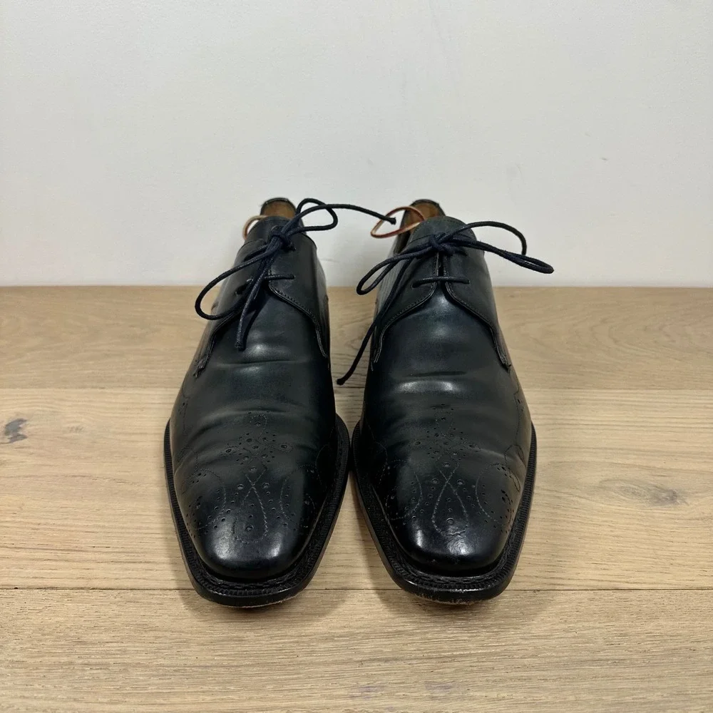 Mezlan Custom Oxford Shoes Mens 14 M Black Leather Brogue Wingtip Dress Shoes